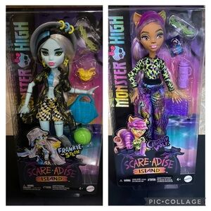 Monster High Scare-Adise Island Clawdeen Wolf Franklin Stein 2 Dolls -NEW SEALED